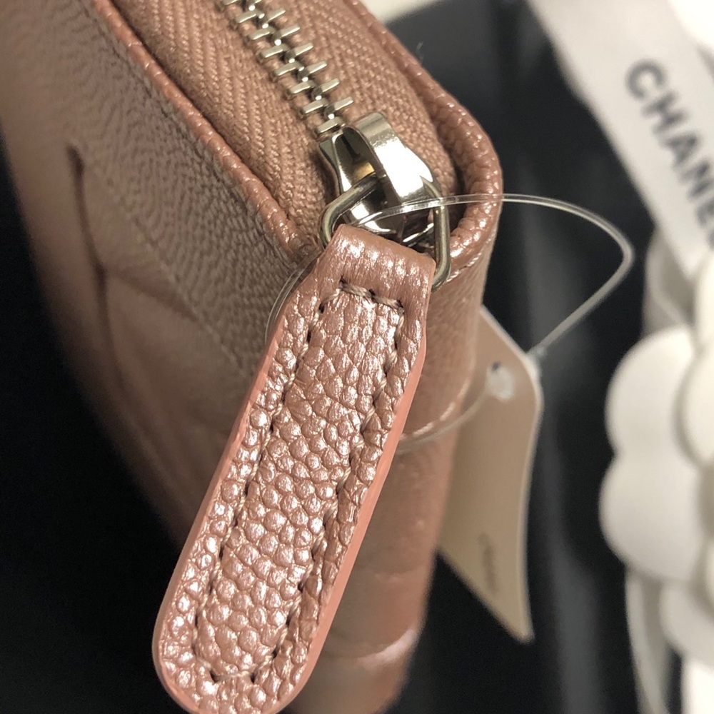 Chanel Iridescent Rose Gold Zip Wallet Card Holder - Picture 8 of 13